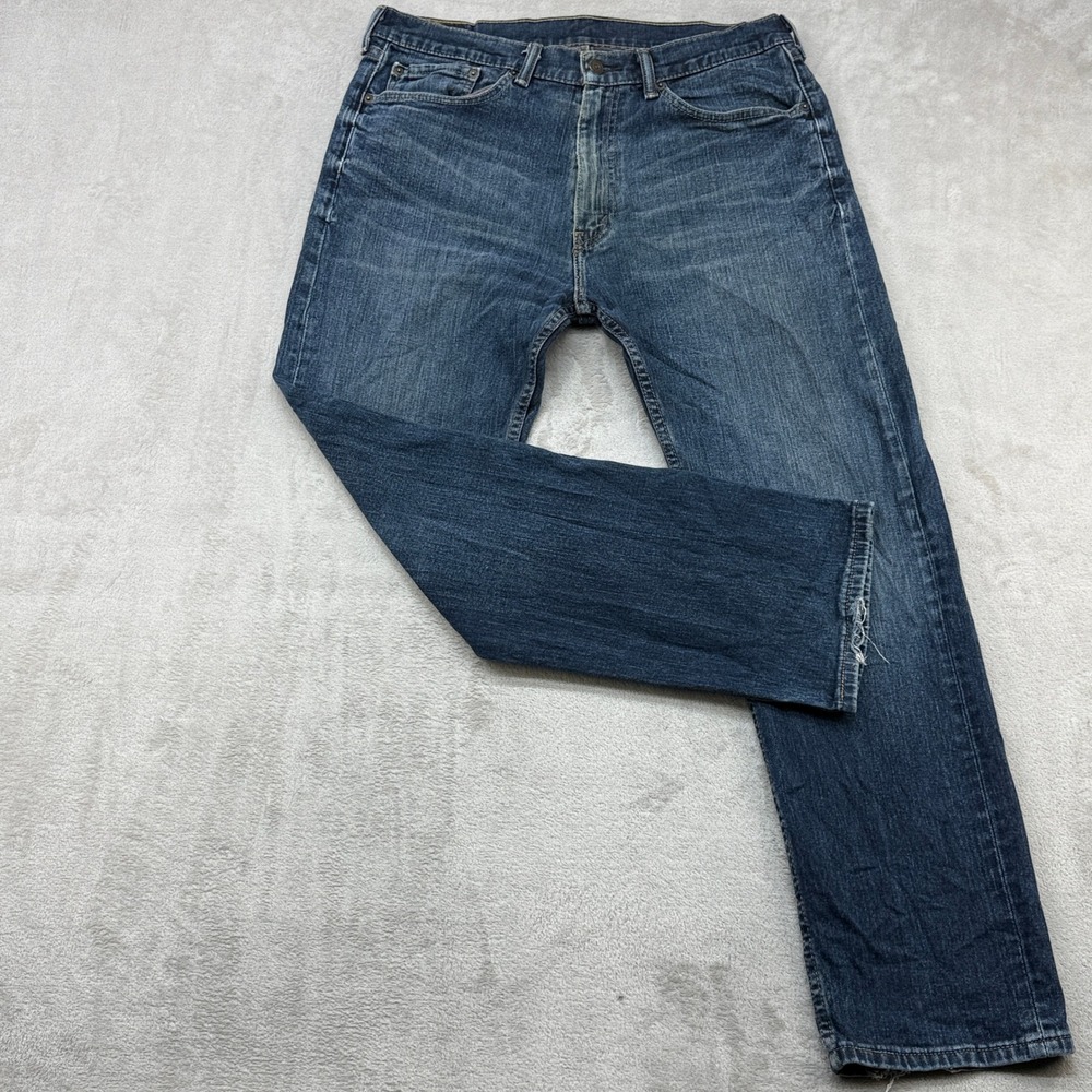 Levis 505 Regular Fit Jeans Mens 36x30 Blue Medium Wash Straight Leg Stretch